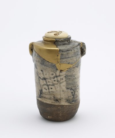 Caddy de chá com duas asas, no estilo Oribe, Kyoto, Kyoto-fu, período Edo, final do século XVII ou início do século XIX (cerâmica) de Japanese School