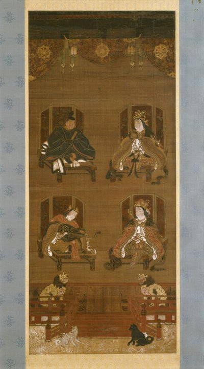 As Quatro Deidades do Complexo do Templo de Kāyasan, final do século XIV, Nanbokuch período (1336-92), pergaminho (tinta, cor e ouro em seda) de Japanese School