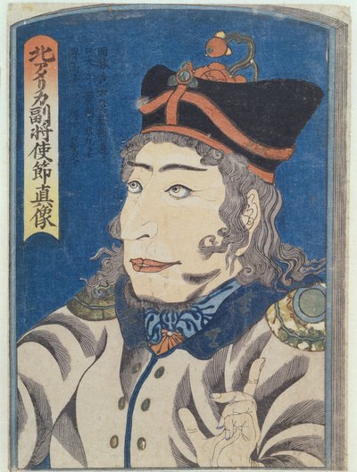 O ajudante-geral norte-americano Adams, c.1854 (xilogravura a cores) de Japanese School