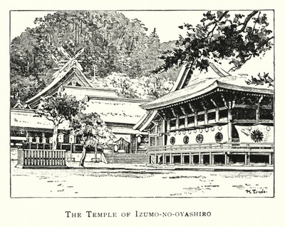 O Templo de Izumo-no-oyashiro (litho) de Japanese School