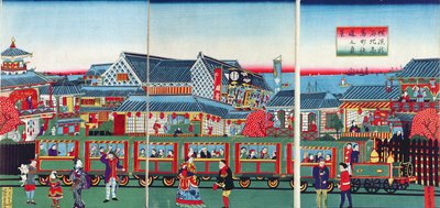 Treine em Yokohama, 2o meio décimo nono século de Japanese School