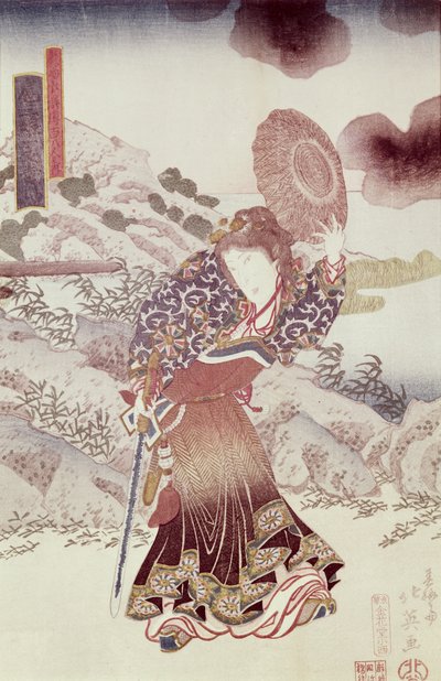 Ator não identificado como Kosanro Ichojosei por Shunko Hokuei (d.1837), bar. c.1830, (impressão do woodblock da cor) de Japanese School