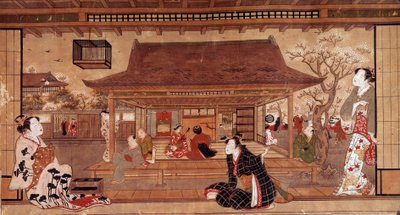 Vista do Palácio Maromasa. Estampa japonesa do século XVIII. Coleção privada. de Japanese School