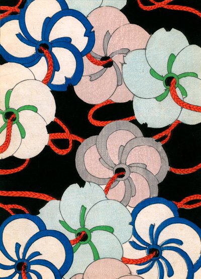 Impressão em bloco de madeira a cores de Ornamentos Camellia de Japanese School