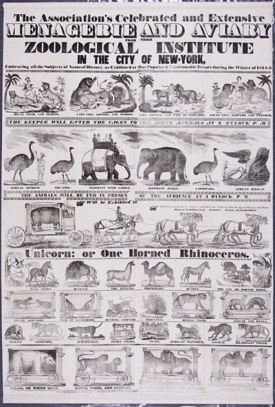 A Associação Celebrated and Extensive Menagerie and Aviary do seu Instituto Zoológico na cidade de Nova Iorque de Jared W. Bell
