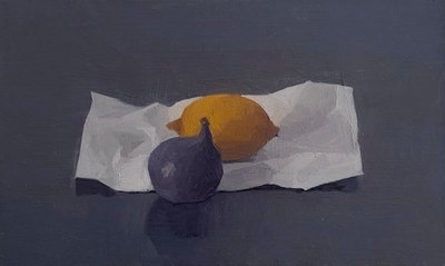 Figo e limão, 2016 (óleo sobre madeira de tília) de Jason Line
