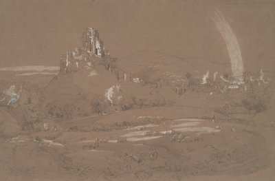 Castelo e cidade de Corfu das trincheiras de Cromwell de Jasper Francis Cropsey