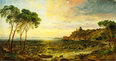 Pôr do sol sobre o lago Thrasemine, 1887 de Jasper Francis Cropsey