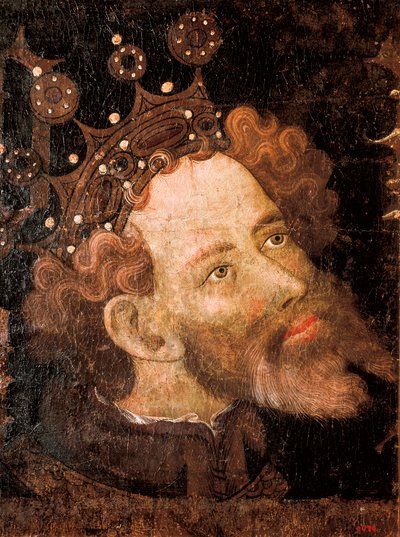 Pedro IV de Aragão, pormenor de uma tempera sobre madeira de Jaume Mateu de Jaume Mateu