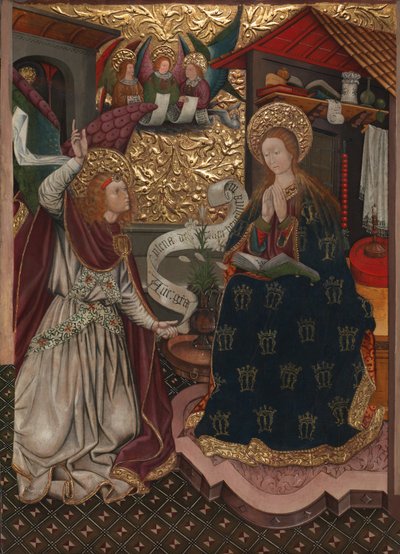 A Anunciação e a Natividade, c.1457 (óleo, têmpera e ouro sobre painel de madeira) de Jaume Ferrer