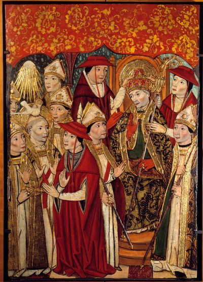 A eleição de São Fabien para o Papaute (236 a 250). Pintura de Jaime Huguet (1415-1492) de Jaume Huguet