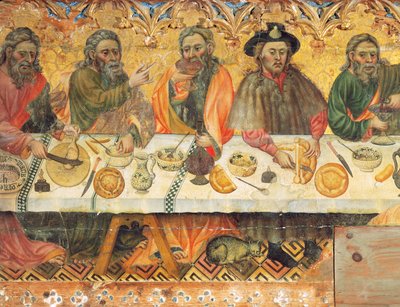 Jantar Sagrado, detalhe de um grupo de apóstolos de Jaume the elder Ferrer