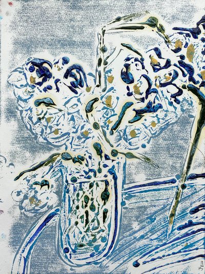 Fleur De Sel No. 02 Blue Carmel Monotype, 2021 (óleo sobre papel) de Jay Batlle
