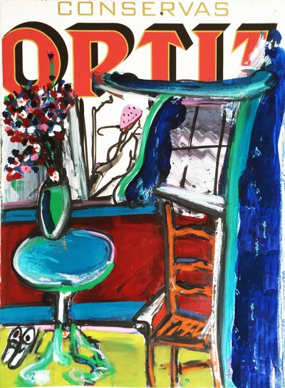 Orbitz, 2017 (técnica mista sobre papel para aguarela montado num painel com receita no verso) de Jay Batlle