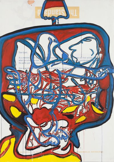 Remote Control, 2012 (técnica mista sobre papel para aguarela montado em painel com receita no verso) de Jay Batlle