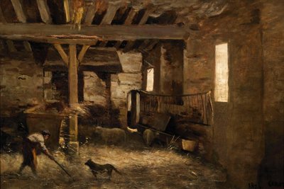 O interior de um celeiro de Jean-Baptiste-Camille Corot