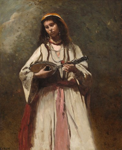 Mulher cigana com bandolim de Jean-Baptiste-Camille Corot