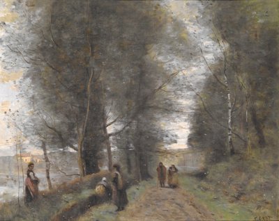 Ville d'Avray, caminho florestal junto ao lago de Jean-Baptiste-Camille Corot
