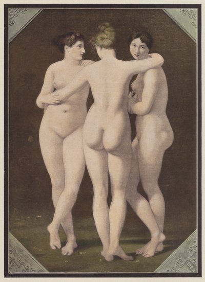 As Três Graças (cor litho) de Jean-Baptiste (after) Regnault