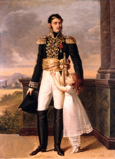 General Junot e a sua filha Josephine, c. 1805 (pintura) de Jean Baptiste (attr. to) Isabey