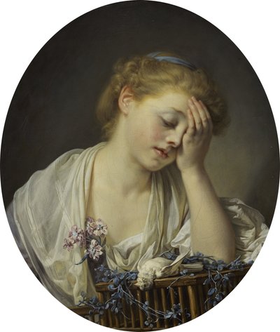 Uma rapariga com um canário morto de Jean-Baptiste Greuze