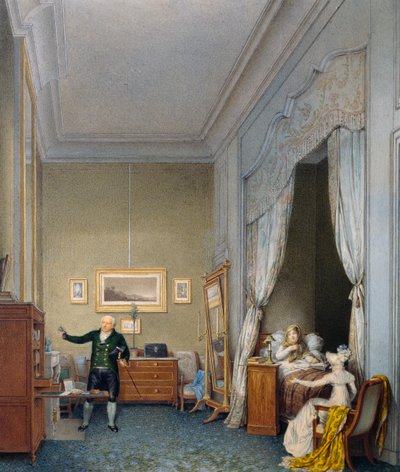 Maria Luigia no quarto de Tuileries após o nascimento do Rei de Roma de Jean Baptiste Isabey