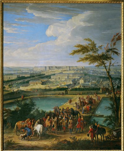 Cidade e palácio de Versalhes ... (pintura sobre tela) de Jean Baptiste Martin