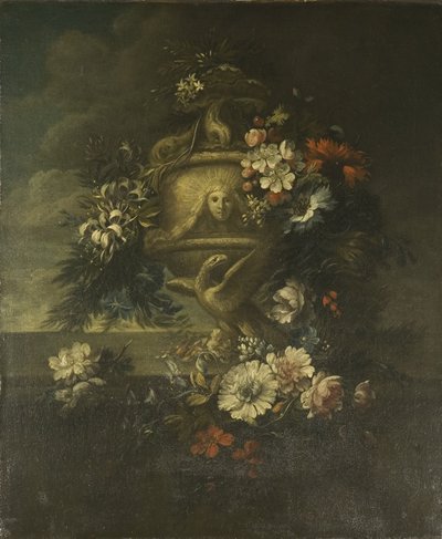 Flores em um vaso esculpido (óleo sobre tela) de Jean Baptiste Monnoyer