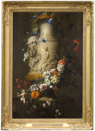 Vaso de mármore com grinalda de flores de Jean-Baptiste Monnoyer