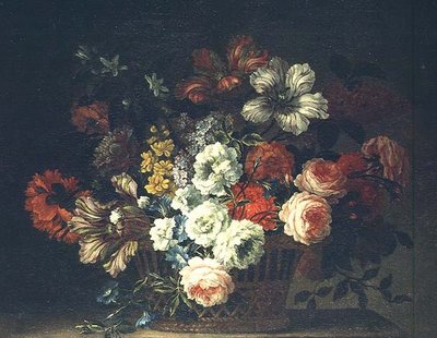 Natureza morta com flores em uma cesta de Jean Baptiste Monnoyer