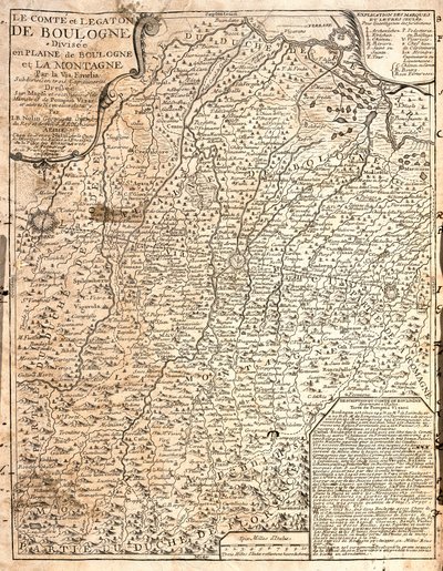 Mapa do Condado de Boulogne (França) (gravura de Jean Baptiste Nolin