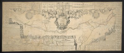 Mapa do Canal de Languedoc, ligando o Oceano Atlântico ao Mar Mediterrâneo, Dedicado e Apresentado a M.GRS Estates of Languedoc de Jean Baptiste Nolin