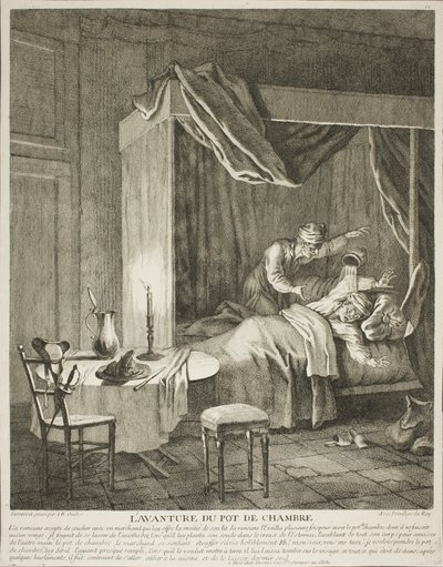 A Aventura do Pote de Câmara, prato quatro de Scènes du Roman Comique de Jean-Baptiste Oudry