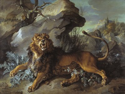 O leão e a mosca de Jean-Baptiste Oudry