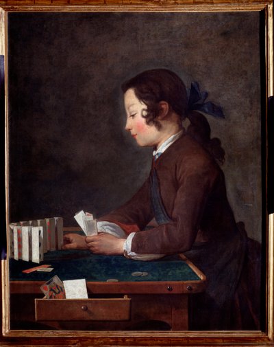 Um menino jogando cartas Pintura de Jean Baptiste de Jean Baptiste Simeon Chardin