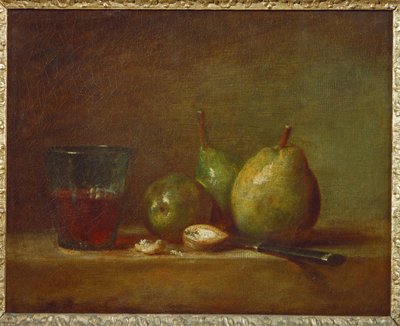 Birnen und ein Becher Wein von Jean-Baptiste Simeon Chardin