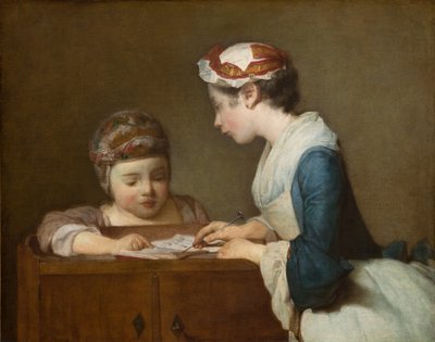 A pequena professora, depois de 1740 (óleo sobre tela) de Jean Baptiste Simeon Chardin