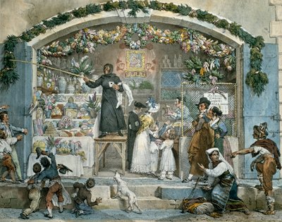Befana em Roma, impressão de Jean-Baptiste Thomas (1791-1834), de Jean Baptiste Thomas