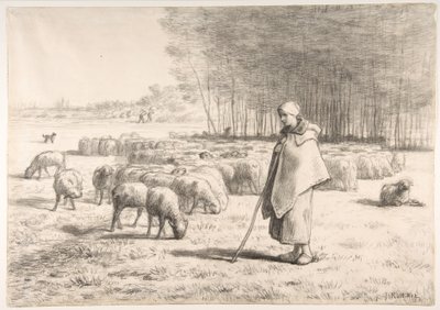 Uma pastora com o seu rebanho de Jean-Francois Millet