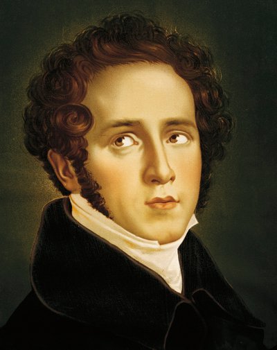 Itália, Catania, Retrato do compositor de ópera italiano, Vincenzo Bellini de Jean Francois Millet