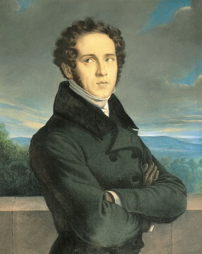 Itália, Milão, Retrato do compositor de ópera italiano Vincenzo Bellini (1801 - 1835) de Jean Francois Millet