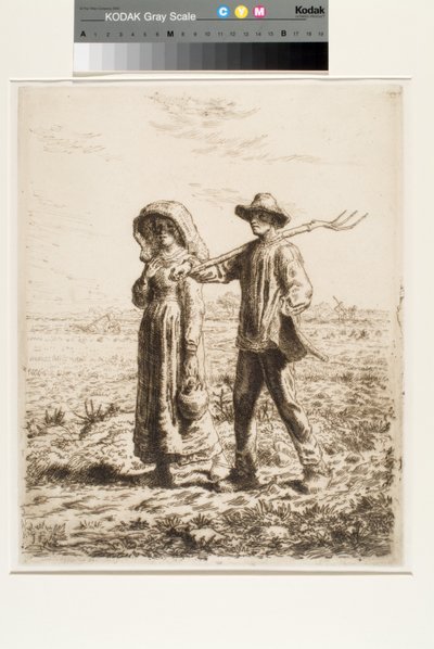 Le Départ Pour Le Travail (Going To Work) (gravura) de Jean Francois Millet