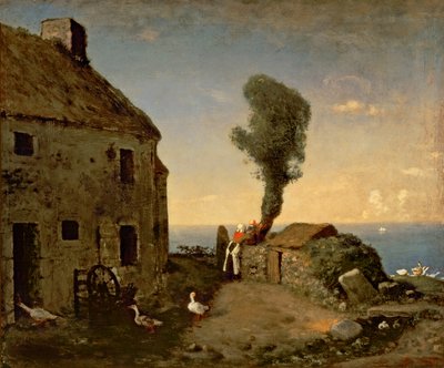 Local de nascimento de Millet em Gruchy, de Jean-François Millet (1814-1875), 46x56 cm. de Jean Francois Millet