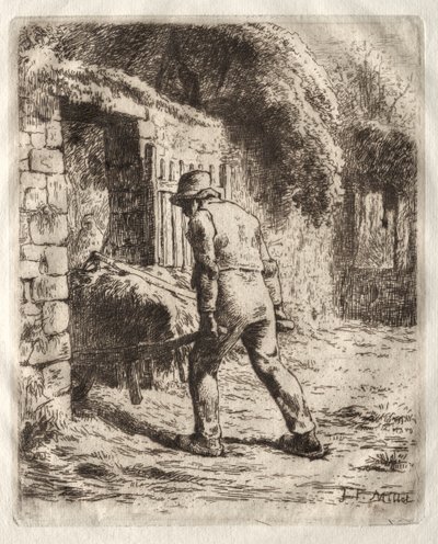 Camponês com um carrinho de mão de Jean-Francois Millet