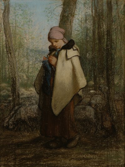 Die strickende Schäferin von Jean-Francois Millet
