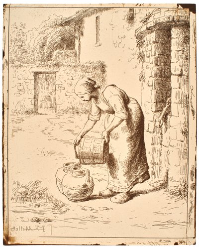Mulher a esvaziar um balde de Jean-Francois Millet