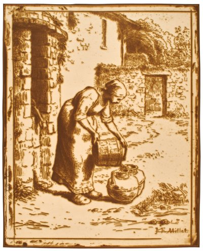 Mulher a esvaziar um balde de Jean-Francois Millet