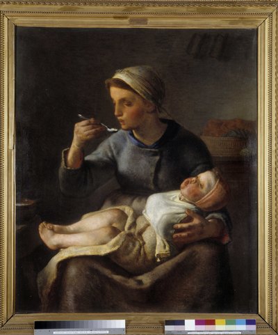 Mulher fazendo seu filho comer (Le mingau) de Jean Francois Millet