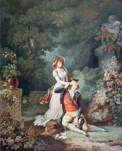 O Amante Surpreendido, gravado por Charles Melchior Descourtis (1753-1820) (gravura a cores) de Jean Frederic (after) Schall