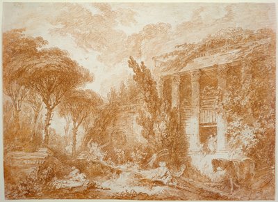 Paisagem do parque do Castelo de Marburgo de Jean-Honore Fragonard